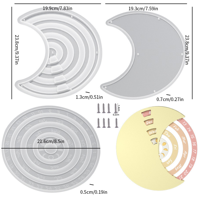 3 Pieces Resin Moon Calendar Mold - Image 4