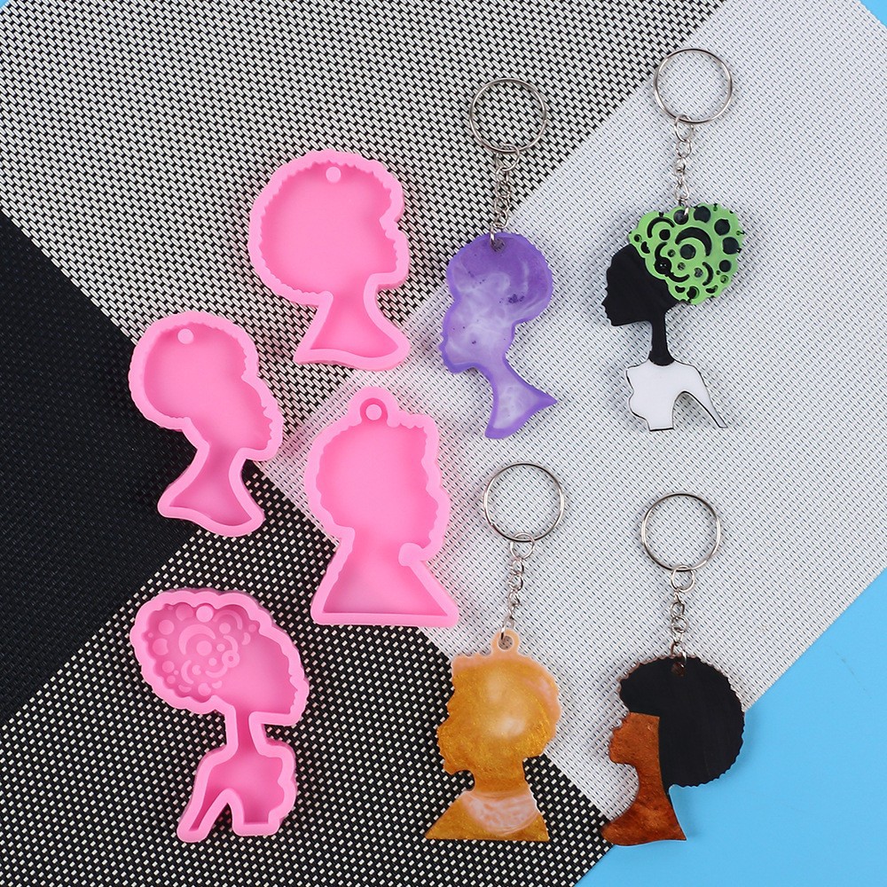 Afro female keychain Mold